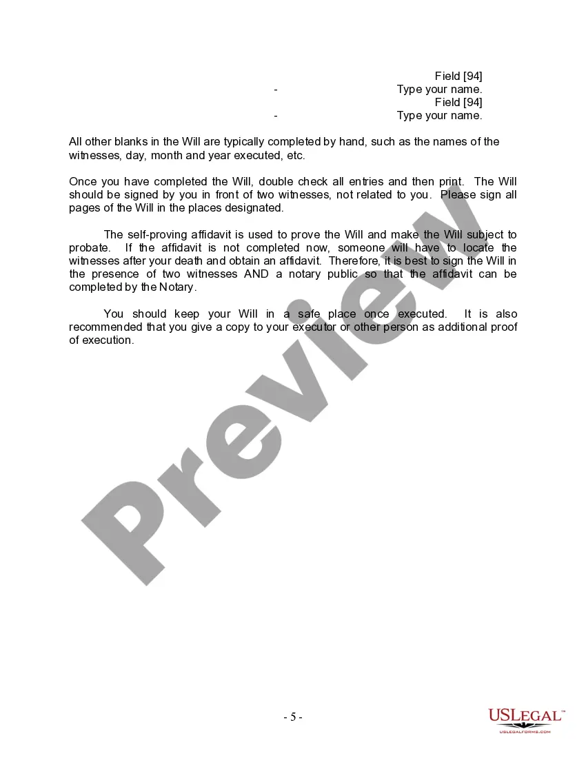 Preview Last Will and Testament for Divorced and Remarried Person with Mine, Yours and Ours Children