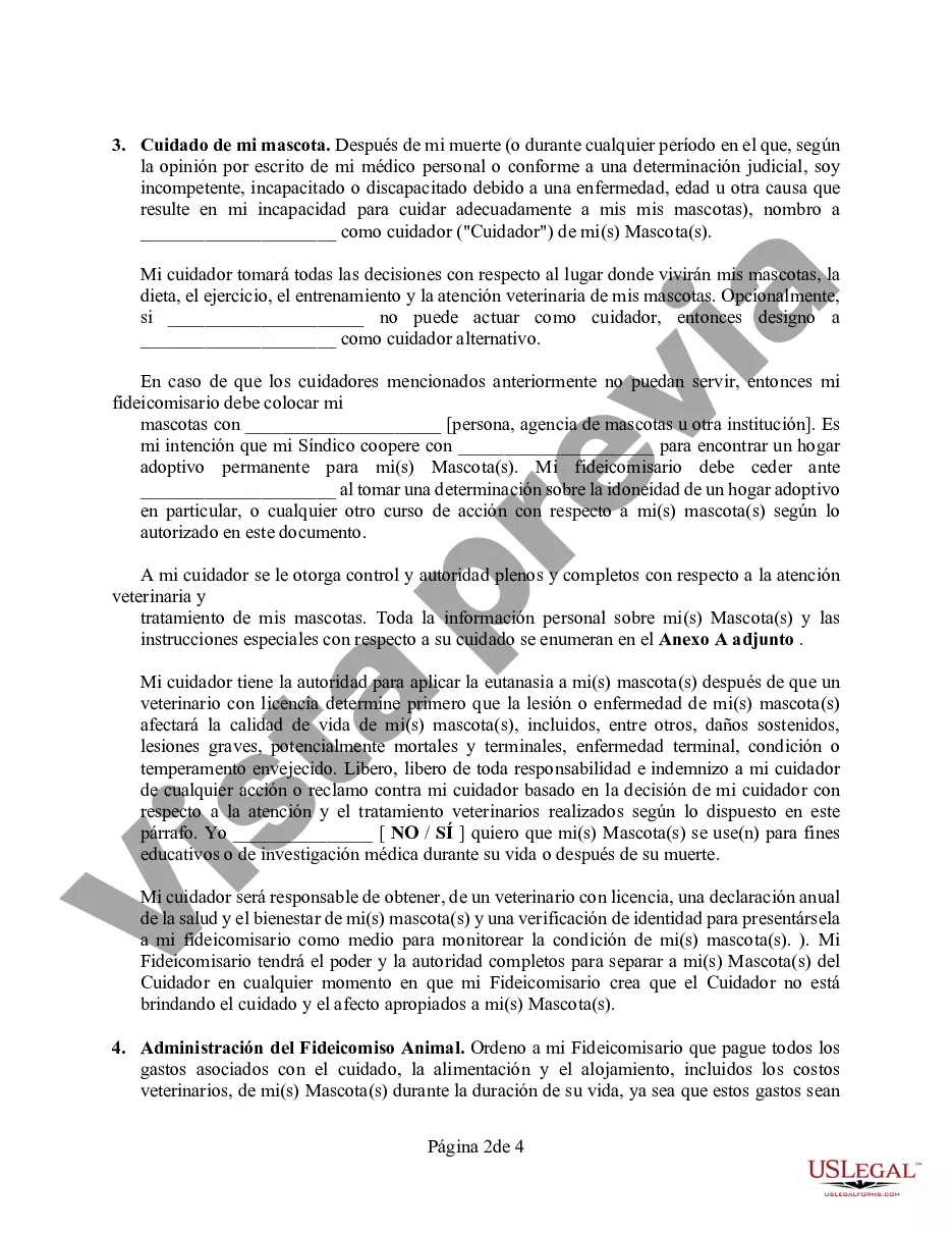 Preview Codicilo al formulario de testamento para enmendar su testamento - Testamentary Pet Trust