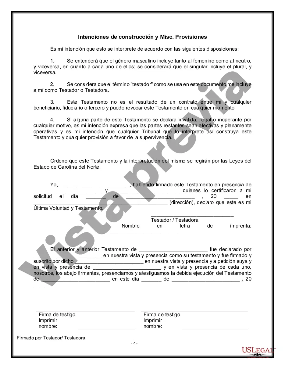 Preview Último testamento legal y formulario de testamento con todos los bienes en fideicomiso llamado testamento invertido
