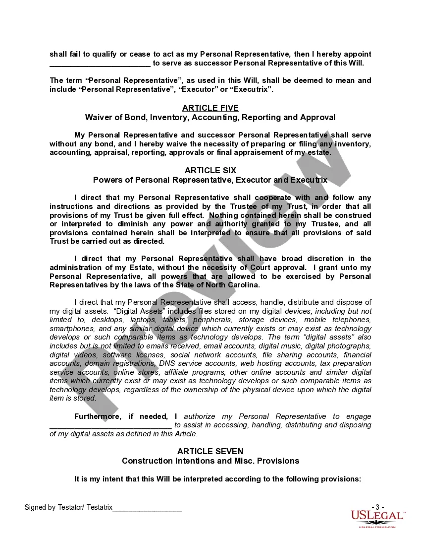 Get Last Will and Testament with All Property to Trust called a Pour Over Will Preview Last Will and Testament with All Property to Trust called a Pour Over Will