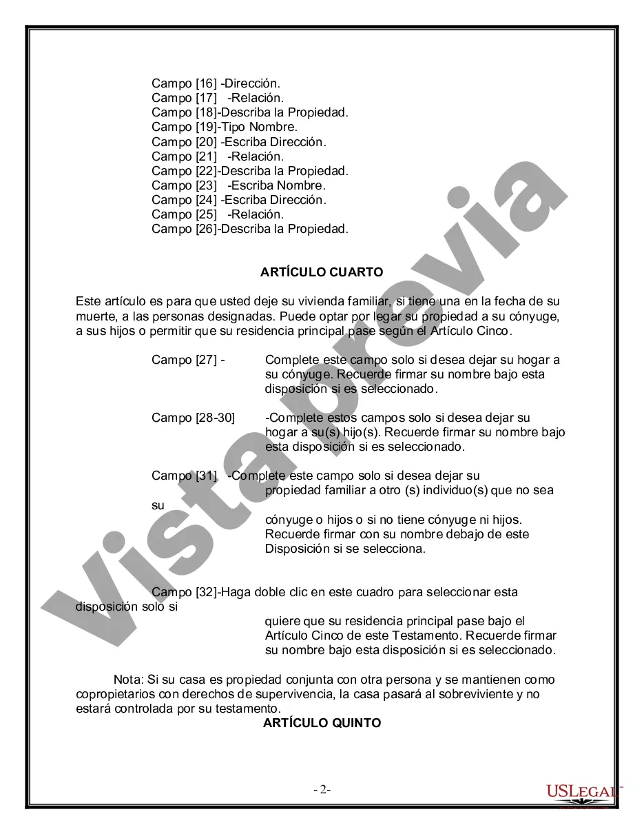 Preview Última voluntad y testamento para otras personas