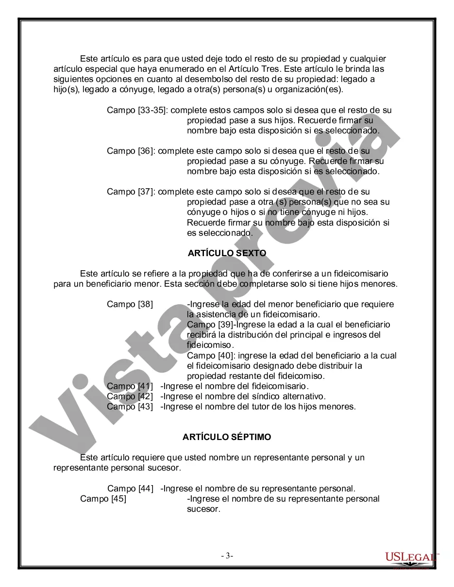 Preview Última voluntad y testamento para otras personas