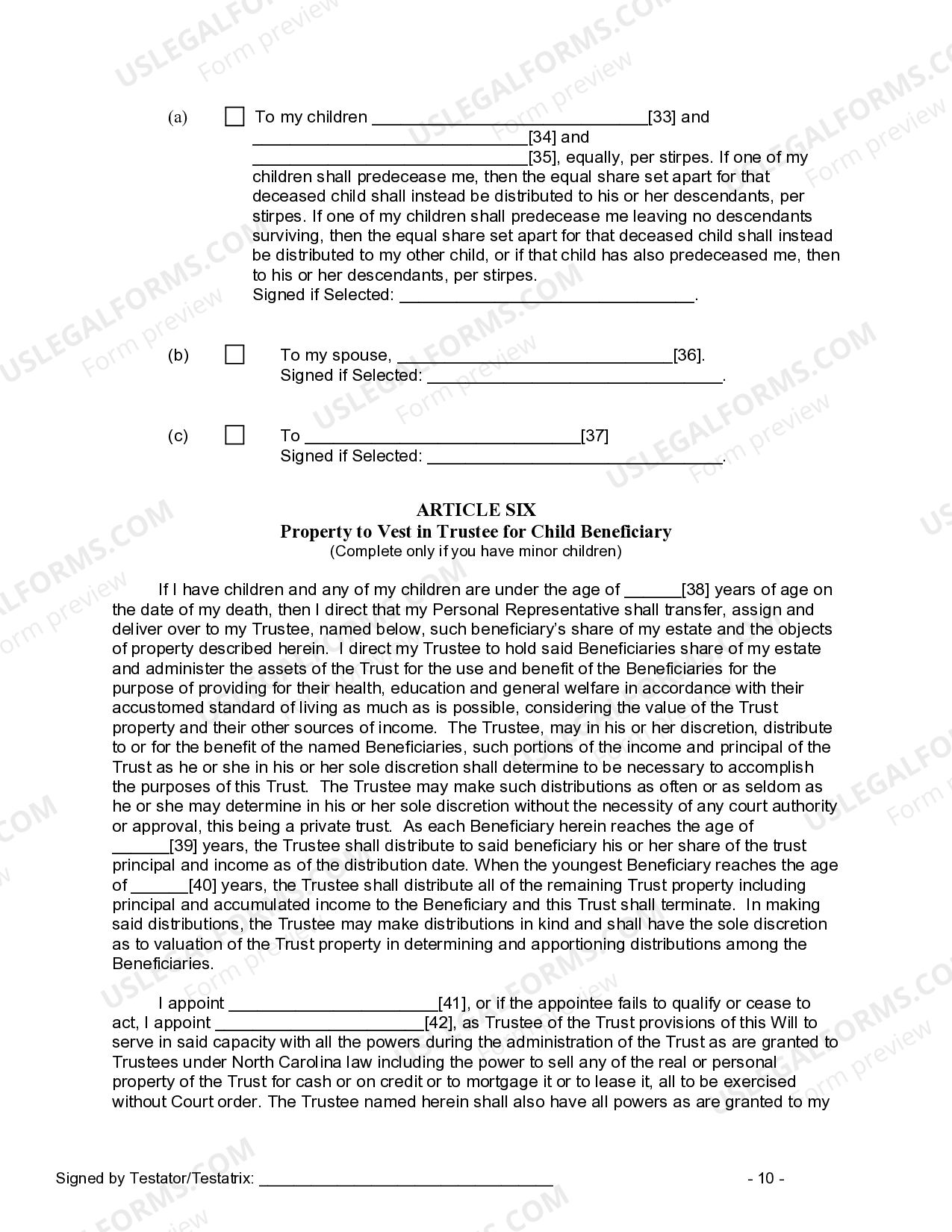 North Carolina Last Will and Testament for other Persons | US Legal Forms