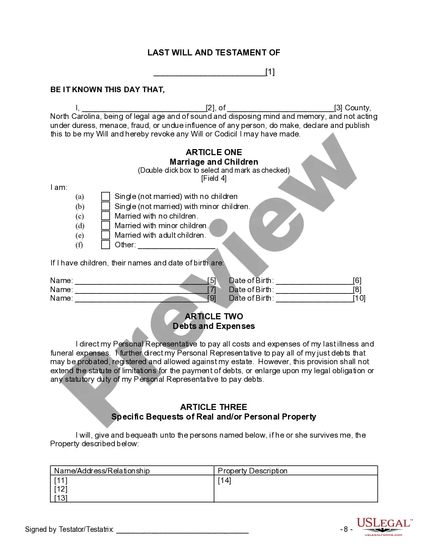 Preview Last Will and Testament for other Persons