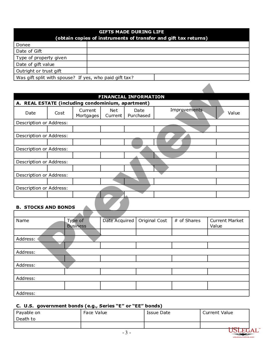 page 2 Estate Planning Questionnaire and Worksheets preview