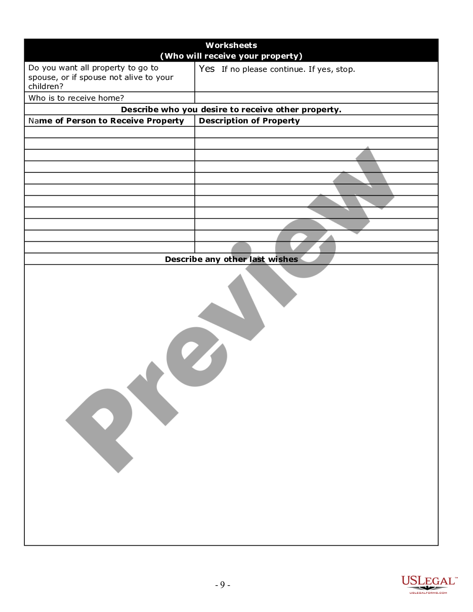 page 8 Estate Planning Questionnaire and Worksheets preview
