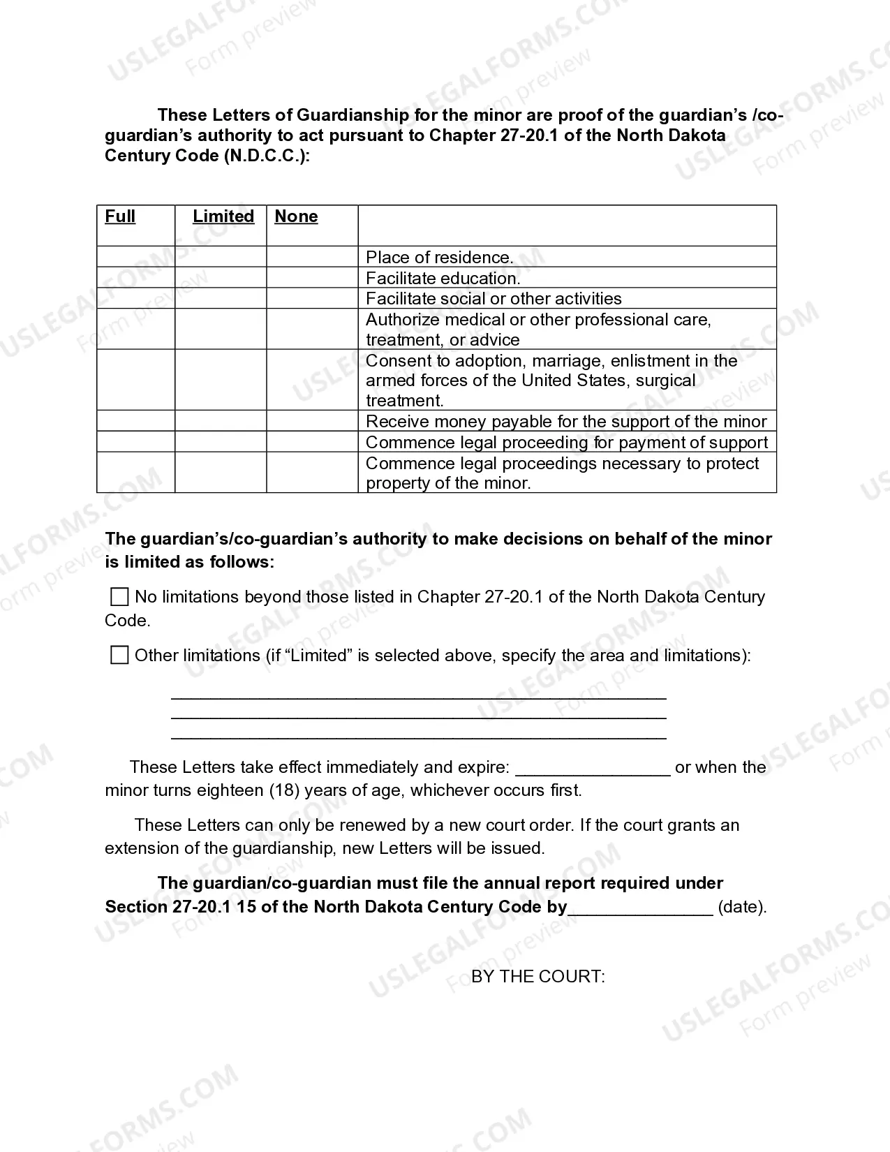 Preview Letters of Guardianship