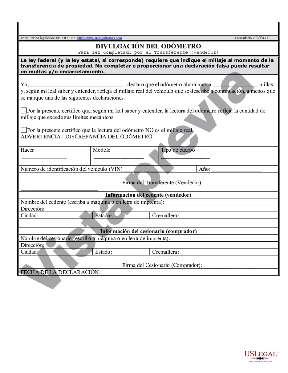 Preview Factura de Venta de Automóvil y Declaración de Odómetro