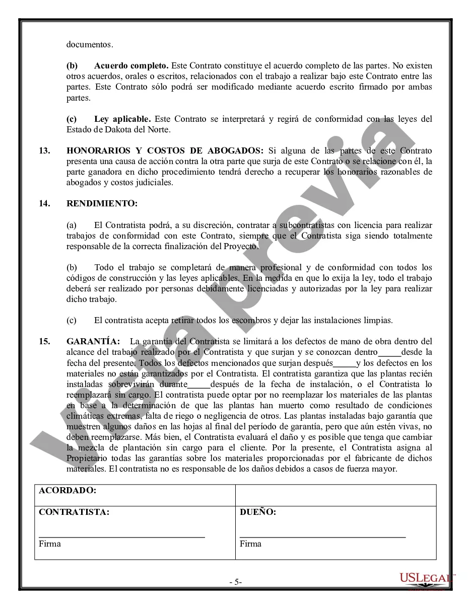 Preview Contrato de paisajismo para contratista