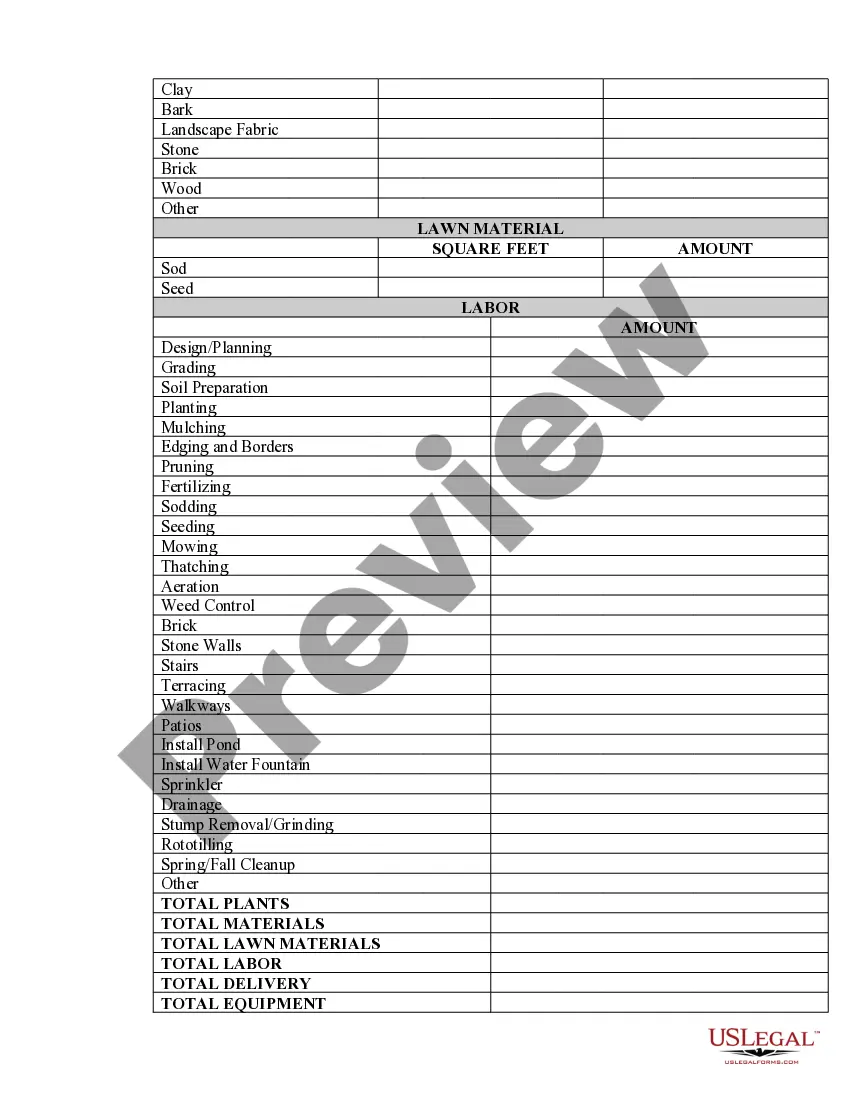 Preview Landscape Contract for Contractor