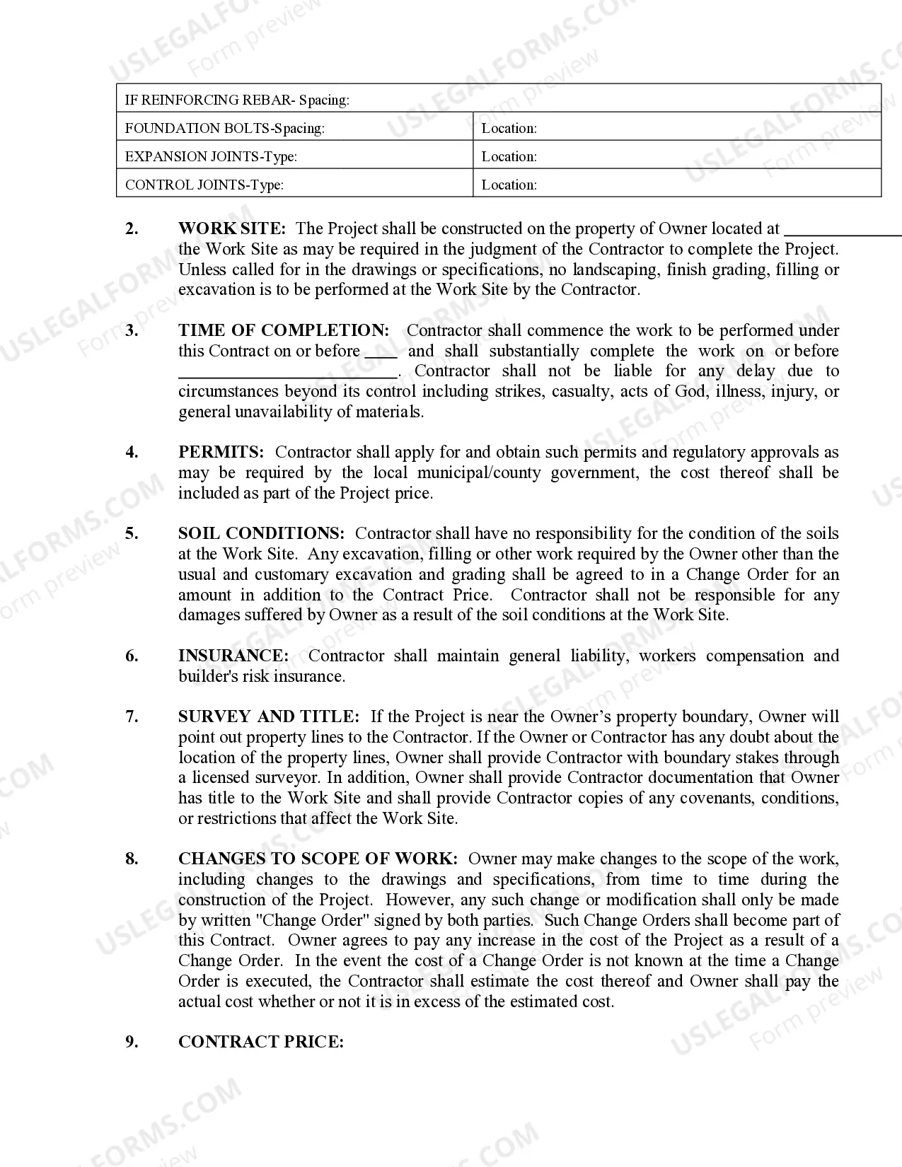Preview Concrete Mason Contract for Contractor