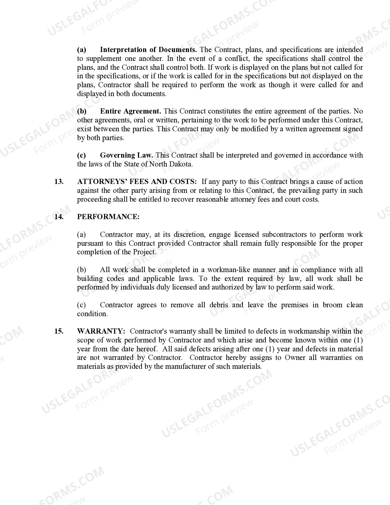 Preview Demolition Contract for Contractor