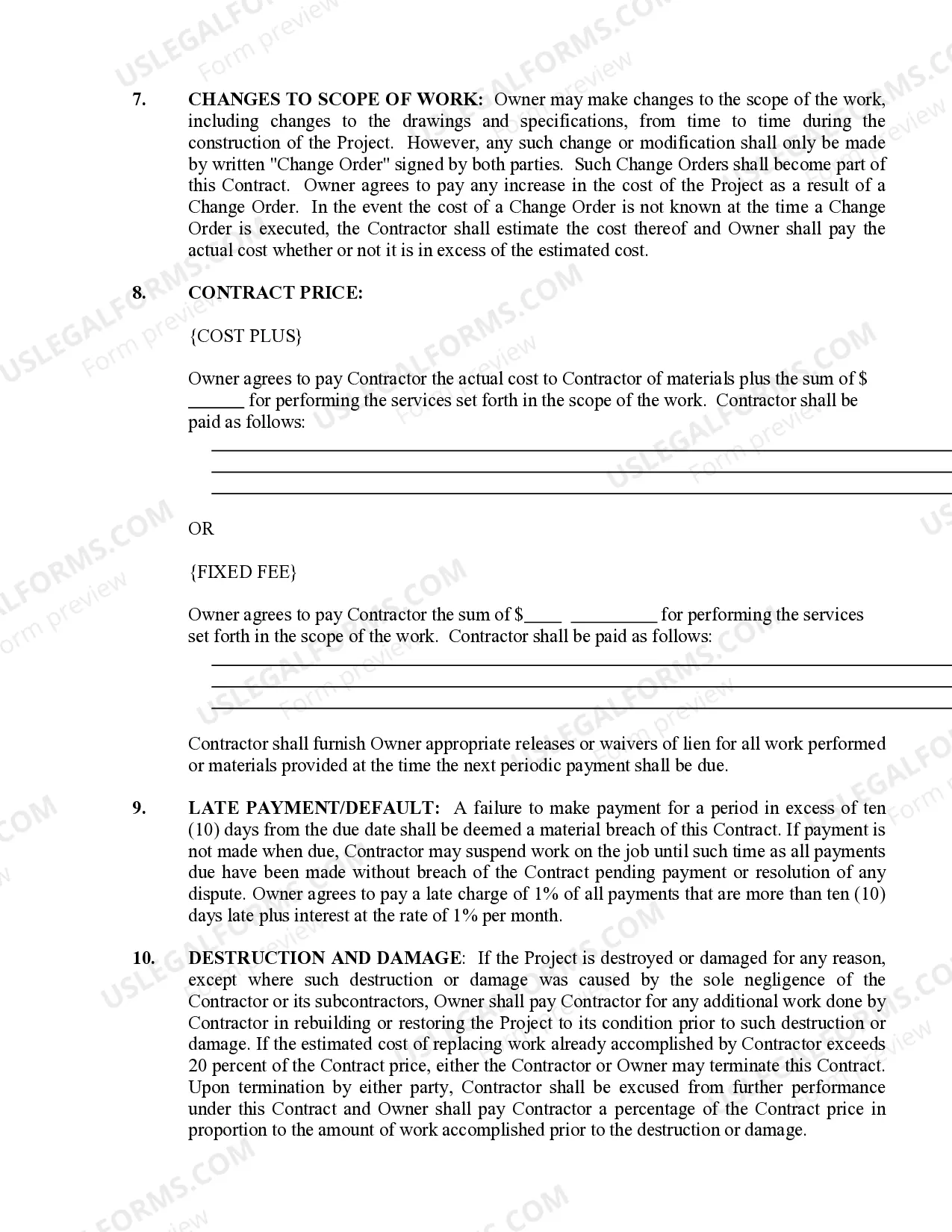 Preview Roofing Contract for Contractor