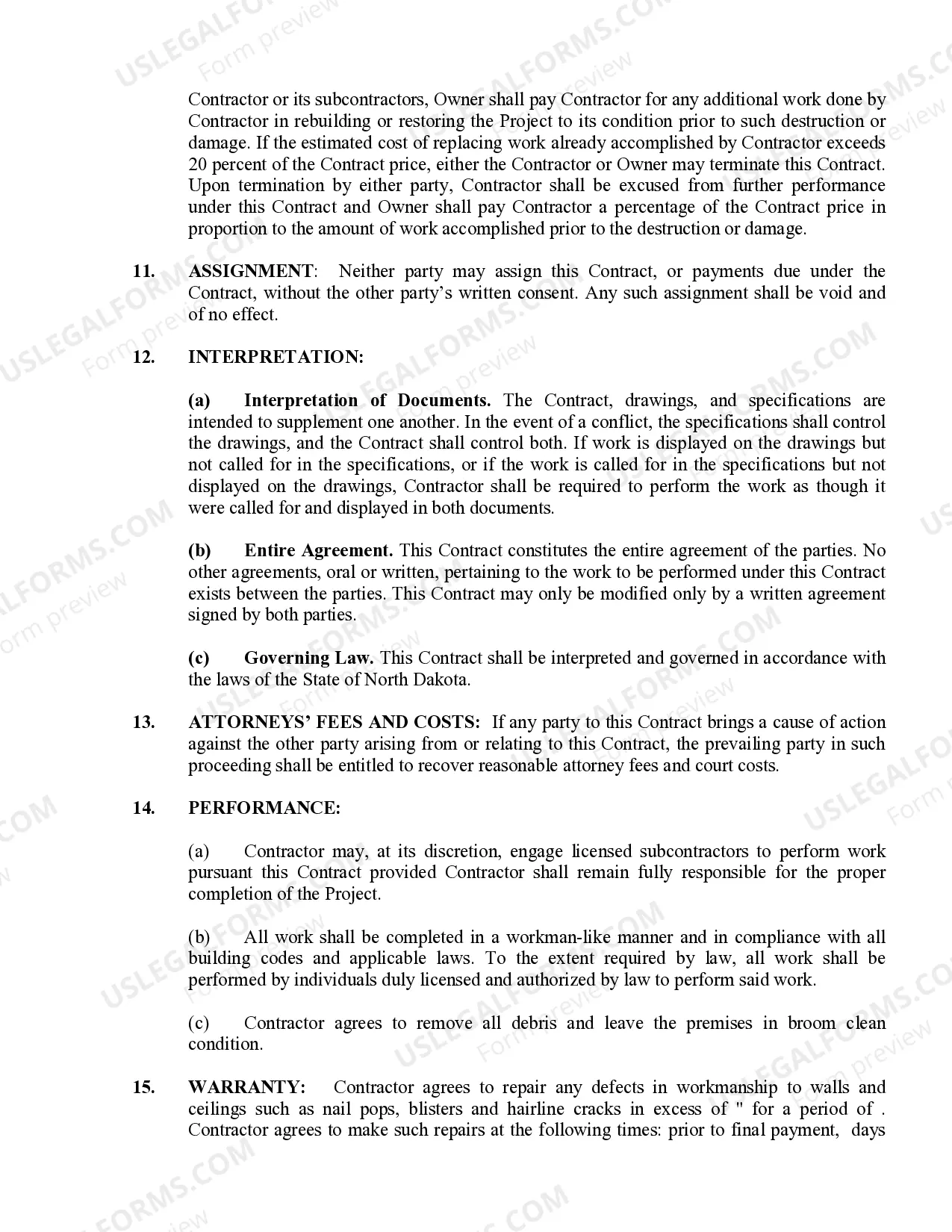 Preview Sheetrock Drywall Contract for Contractor