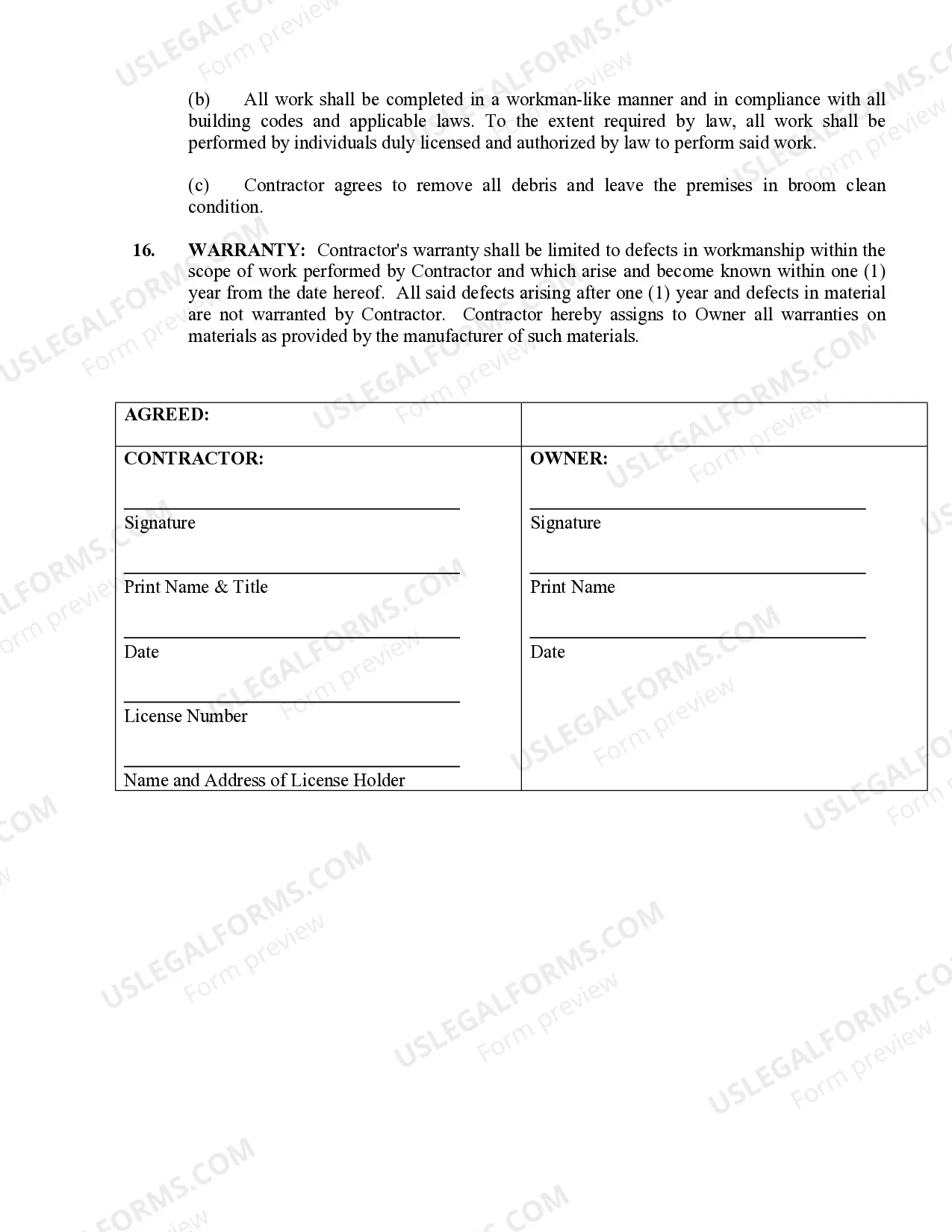 Preview Flooring Contract for Contractor