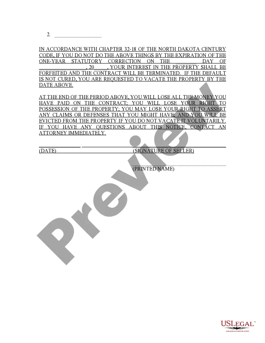 Preview Notice of Intent to Enforce Forfeiture Provisions of Contact for Deed