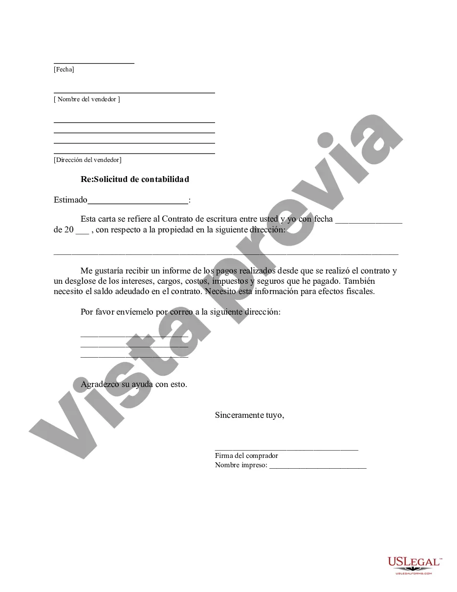 Preview Solicitud del Comprador para la Contabilidad del Vendedor bajo el Contrato de Escritura