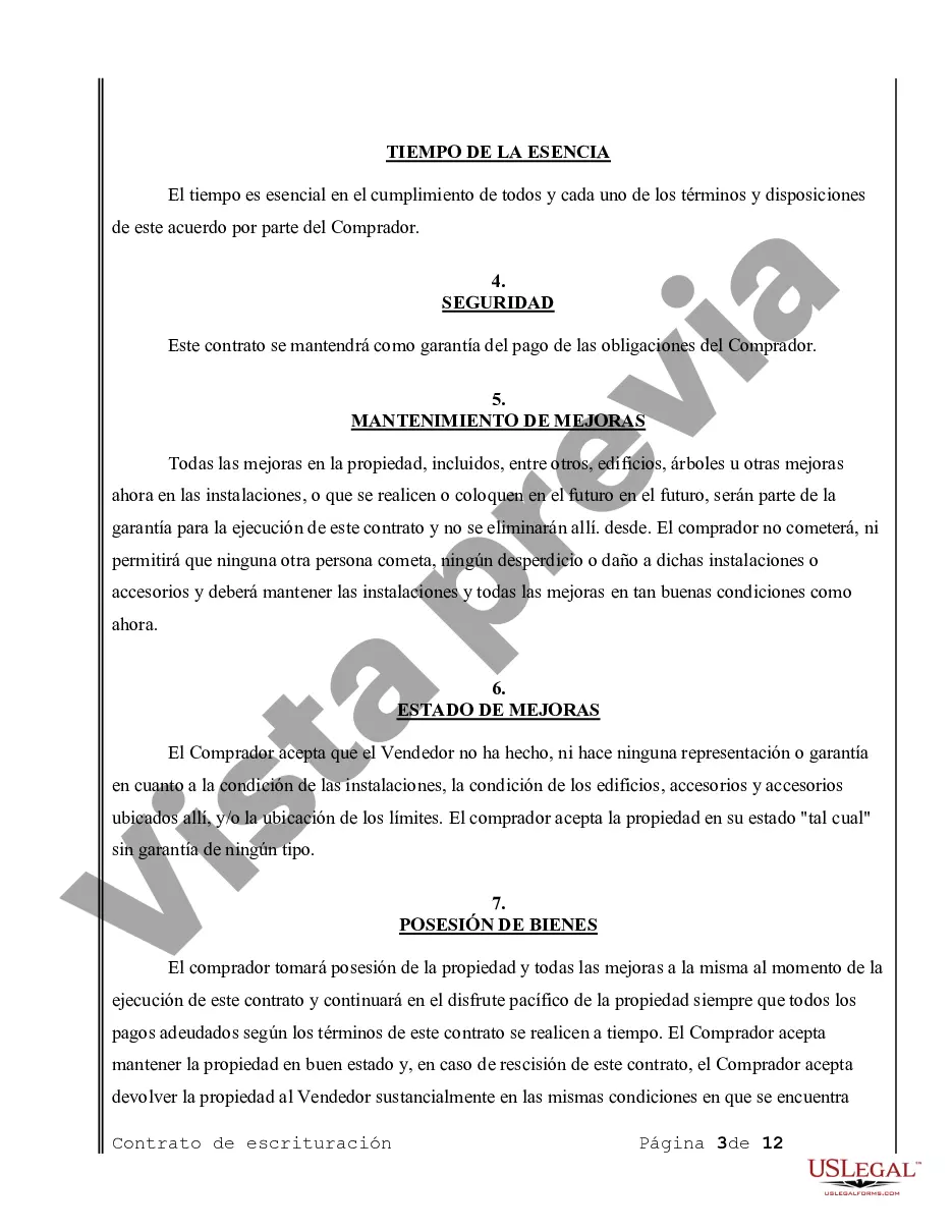 Preview Acuerdo o Contrato de Escritura de Venta y Compra de Bienes Raíces a/k/a Terreno o Contrato de Ejecución