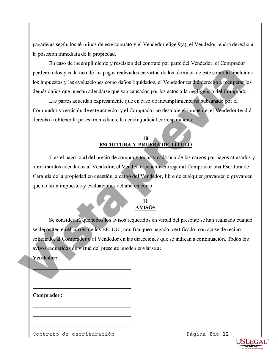 Preview Acuerdo o Contrato de Escritura de Venta y Compra de Bienes Raíces a/k/a Terreno o Contrato de Ejecución