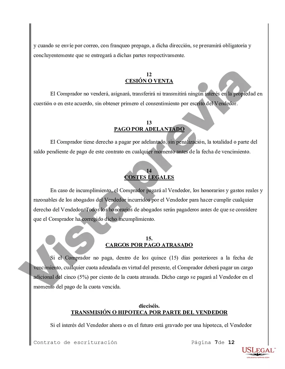 Preview Acuerdo o Contrato de Escritura de Venta y Compra de Bienes Raíces a/k/a Terreno o Contrato de Ejecución