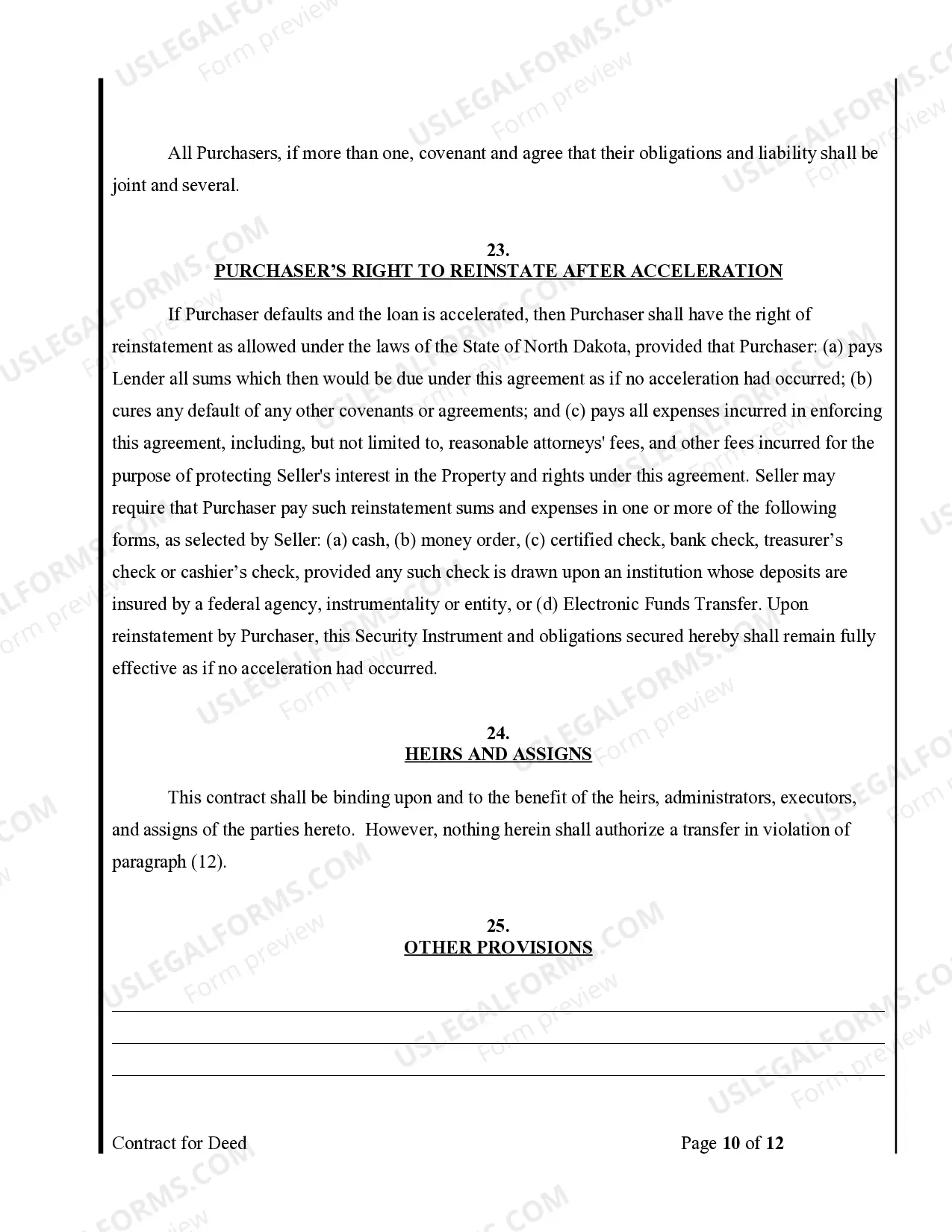 Preview Agreement or Contract for Deed for Sale and Purchase of Real Estate a/k/a Land or Executory Contract