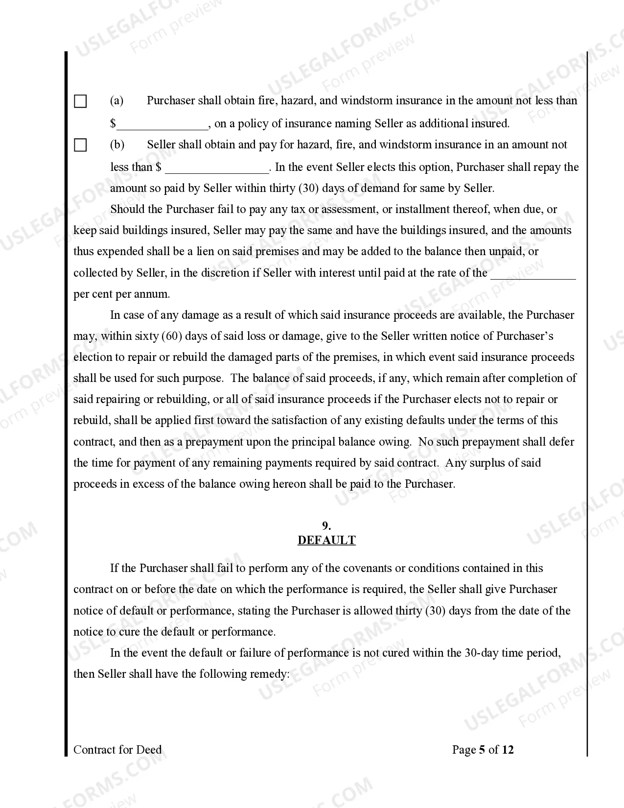 Preview Agreement or Contract for Deed for Sale and Purchase of Real Estate a/k/a Land or Executory Contract