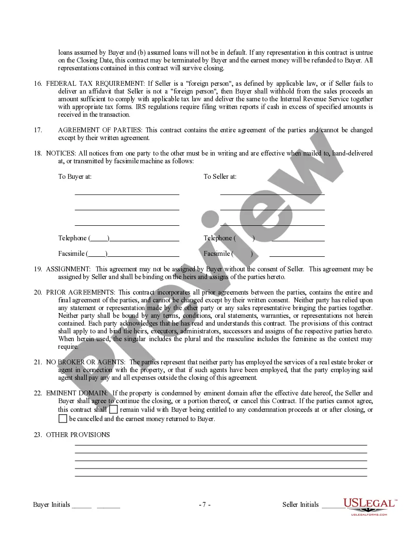 Get Contract for Sale and Purchase of Real Estate with No Broker for Residential Home Sale Agreement Preview Contract for Sale and Purchase of Real Estate with No Broker for Residential Home Sale Agreement