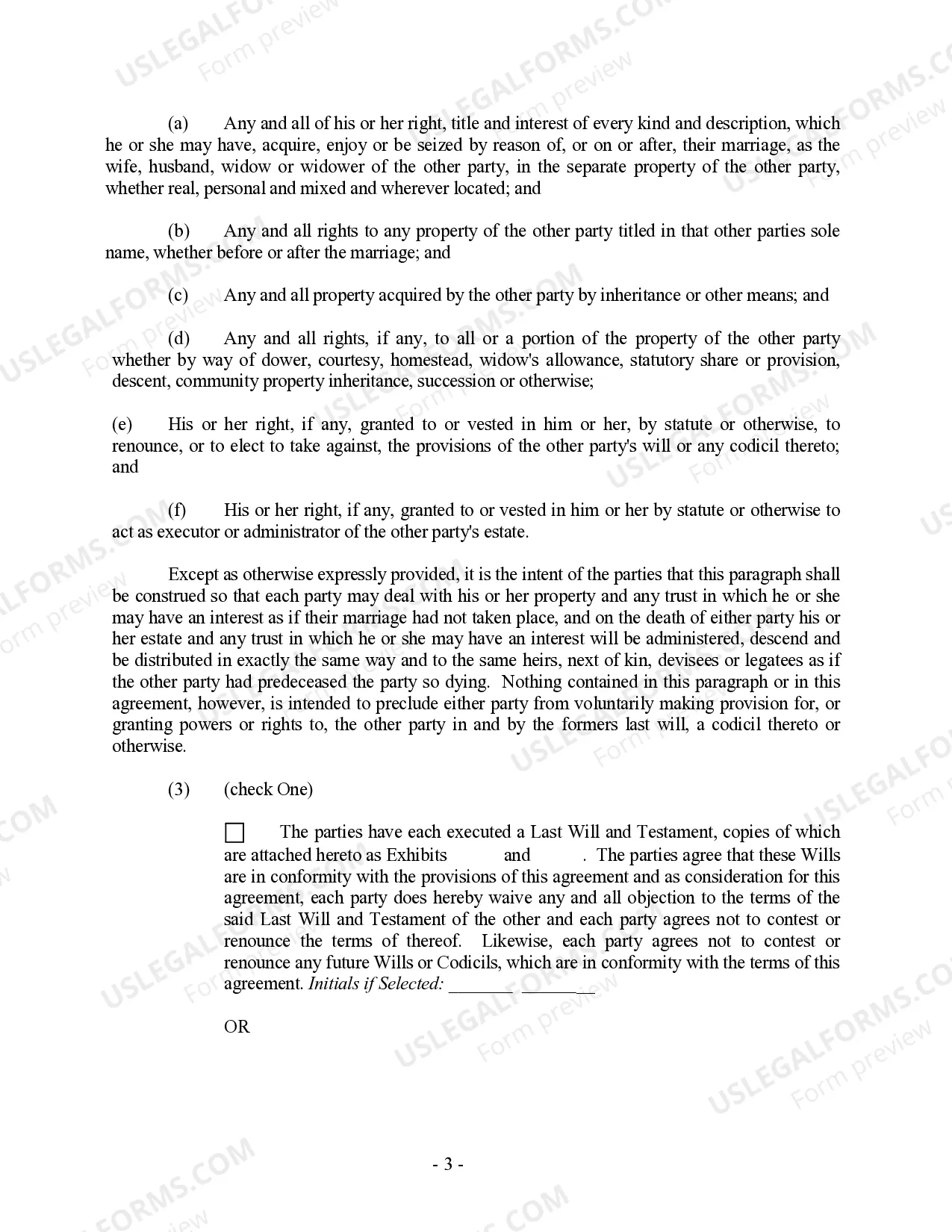 Preview North Dakota Prenuptial Premarital Agreement without Financial Statements