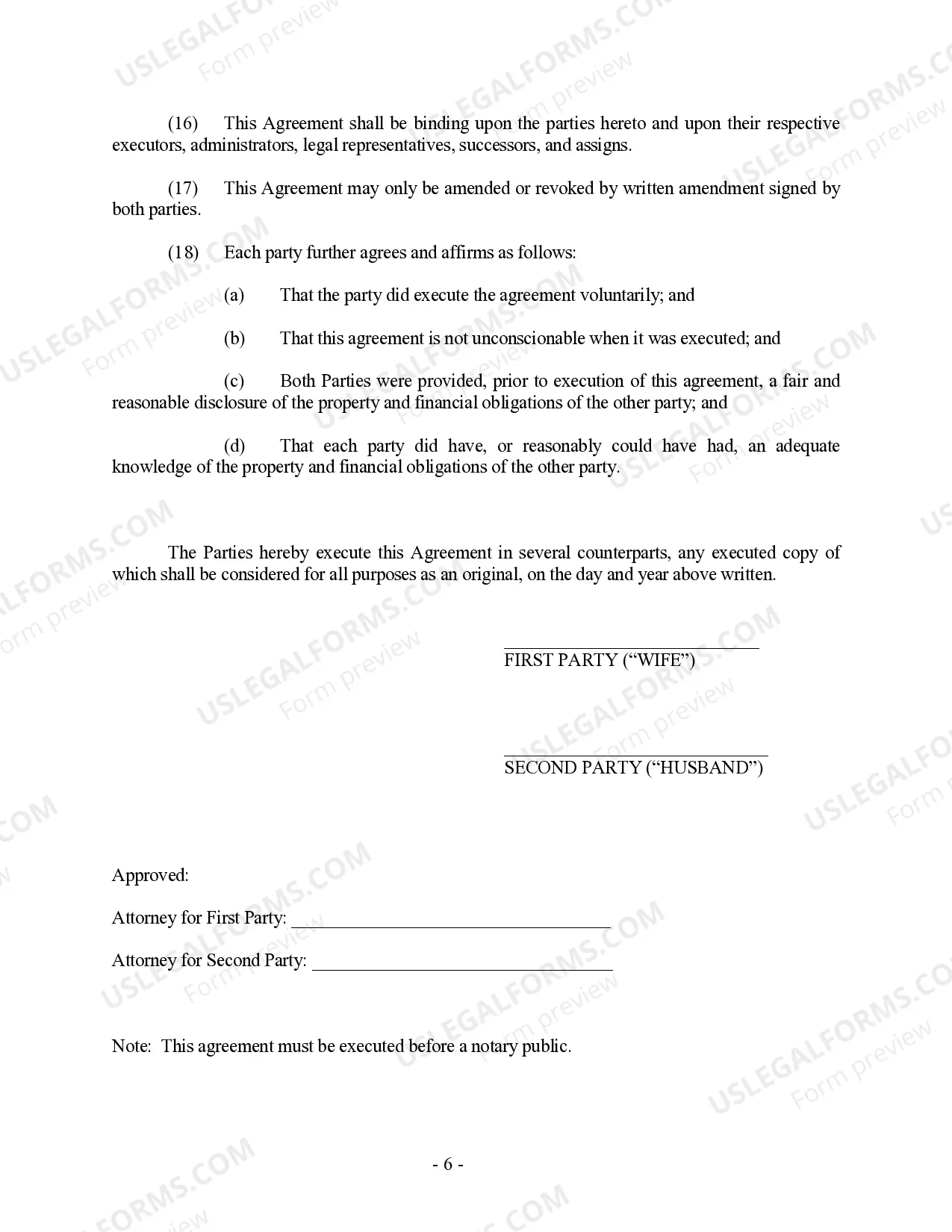 Preview North Dakota Prenuptial Premarital Agreement without Financial Statements