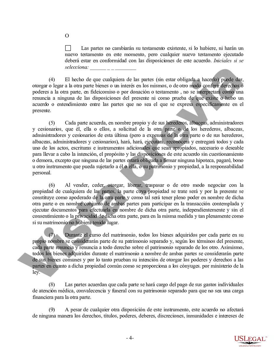 Preview Acuerdo prematrimonial prenupcial de Dakota del Norte con estados financieros