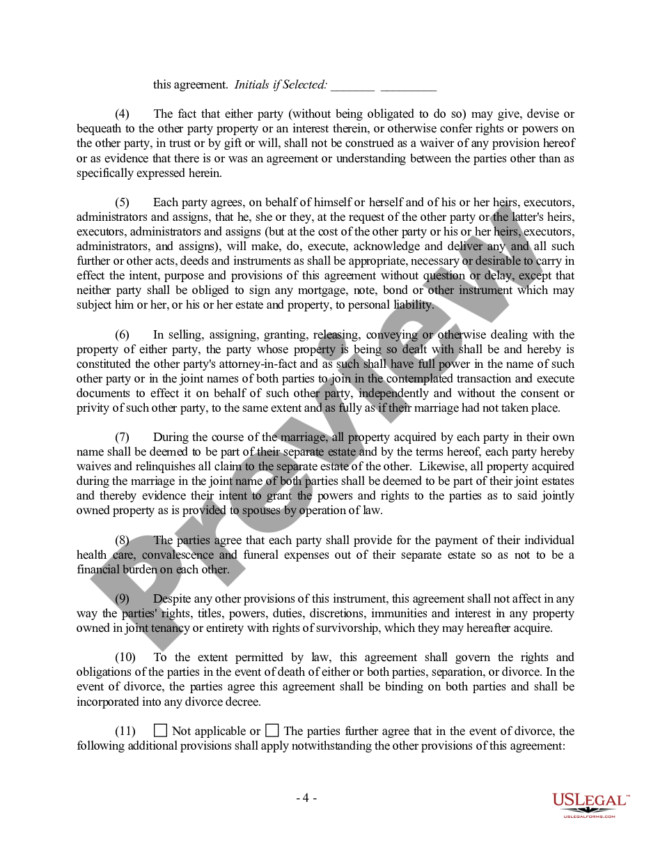 page 3 North Dakota Prenuptial Premarital Agreement with Financial Statements preview