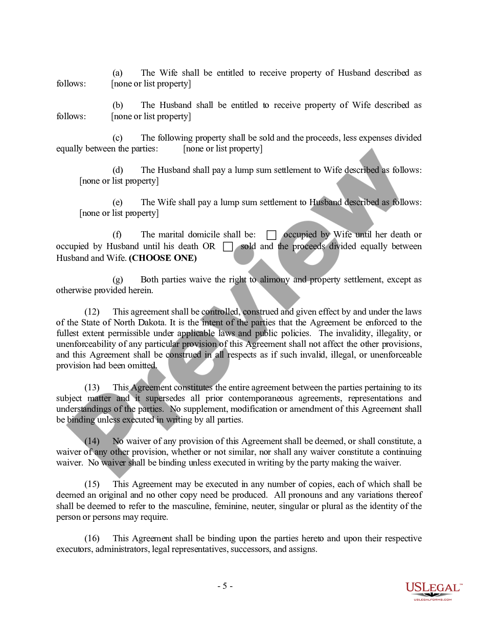 page 4 North Dakota Prenuptial Premarital Agreement with Financial Statements preview