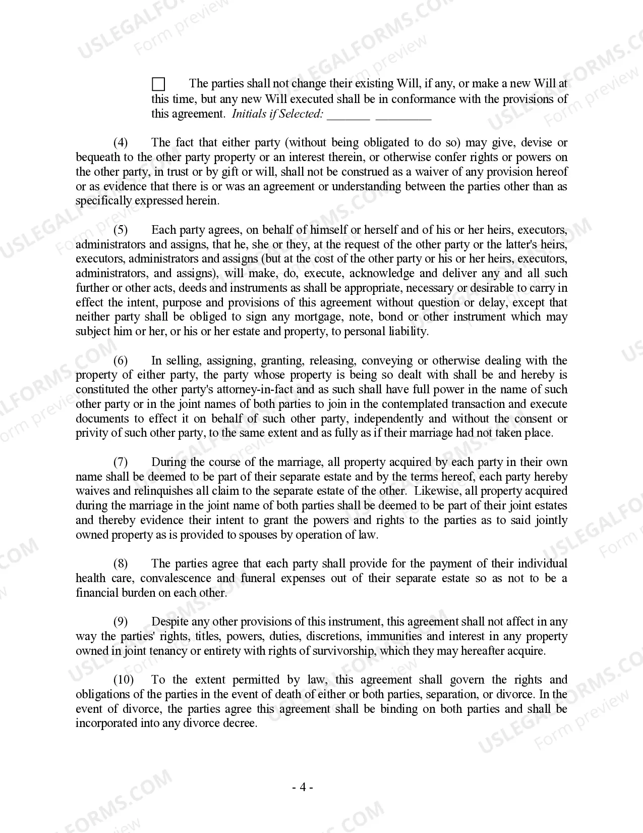 Preview North Dakota Prenuptial Premarital Agreement with Financial Statements