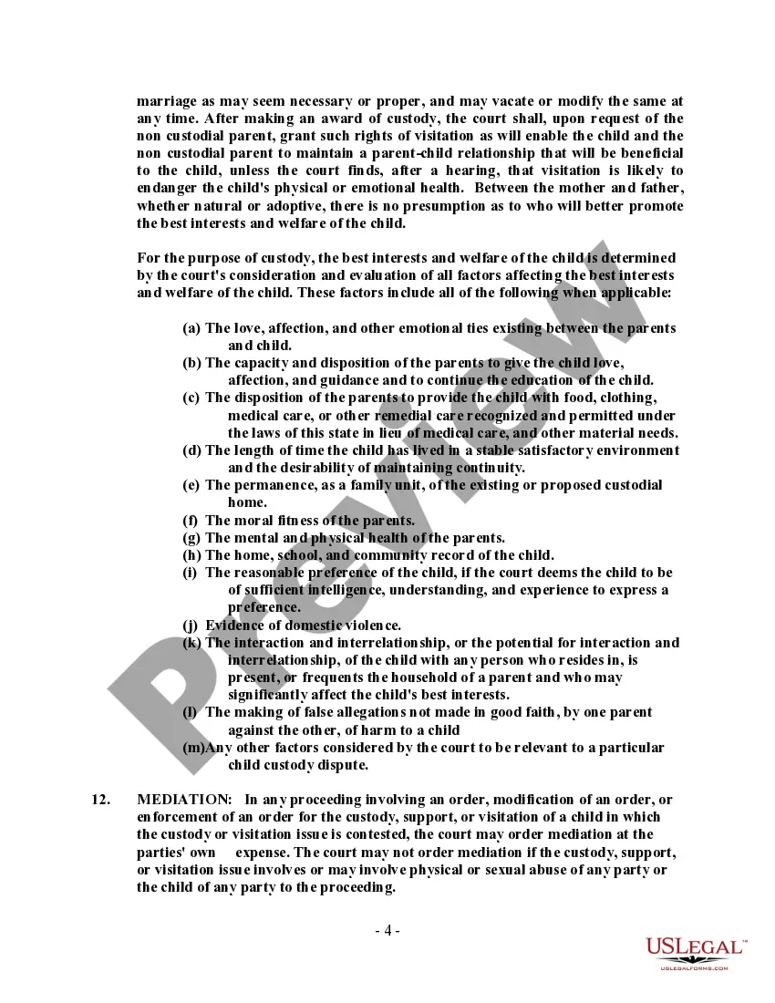 Preview North Dakota No-Fault Agreed Uncontested Divorce Package for Dissolution of Marriage for people with Minor Children