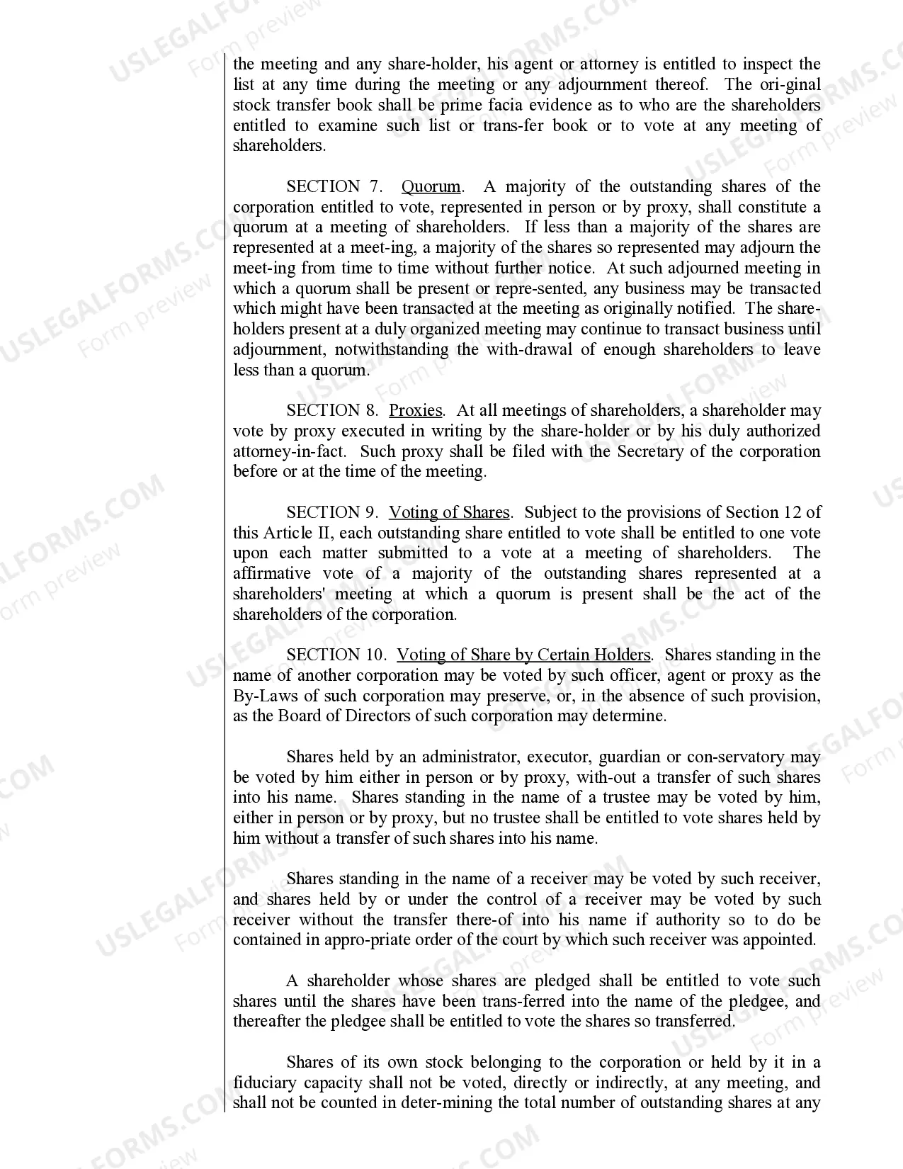 Preview North Dakota Bylaws for Corporation