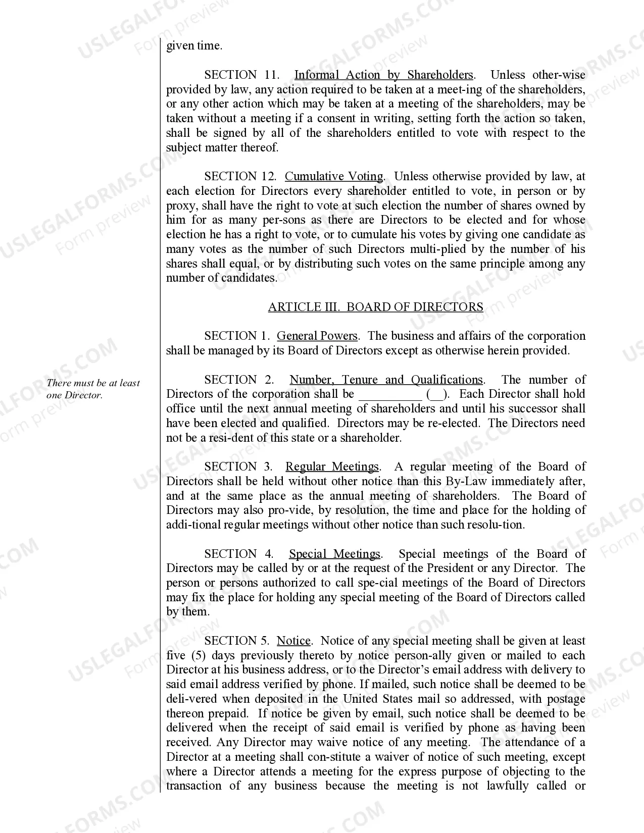 Preview North Dakota Bylaws for Corporation