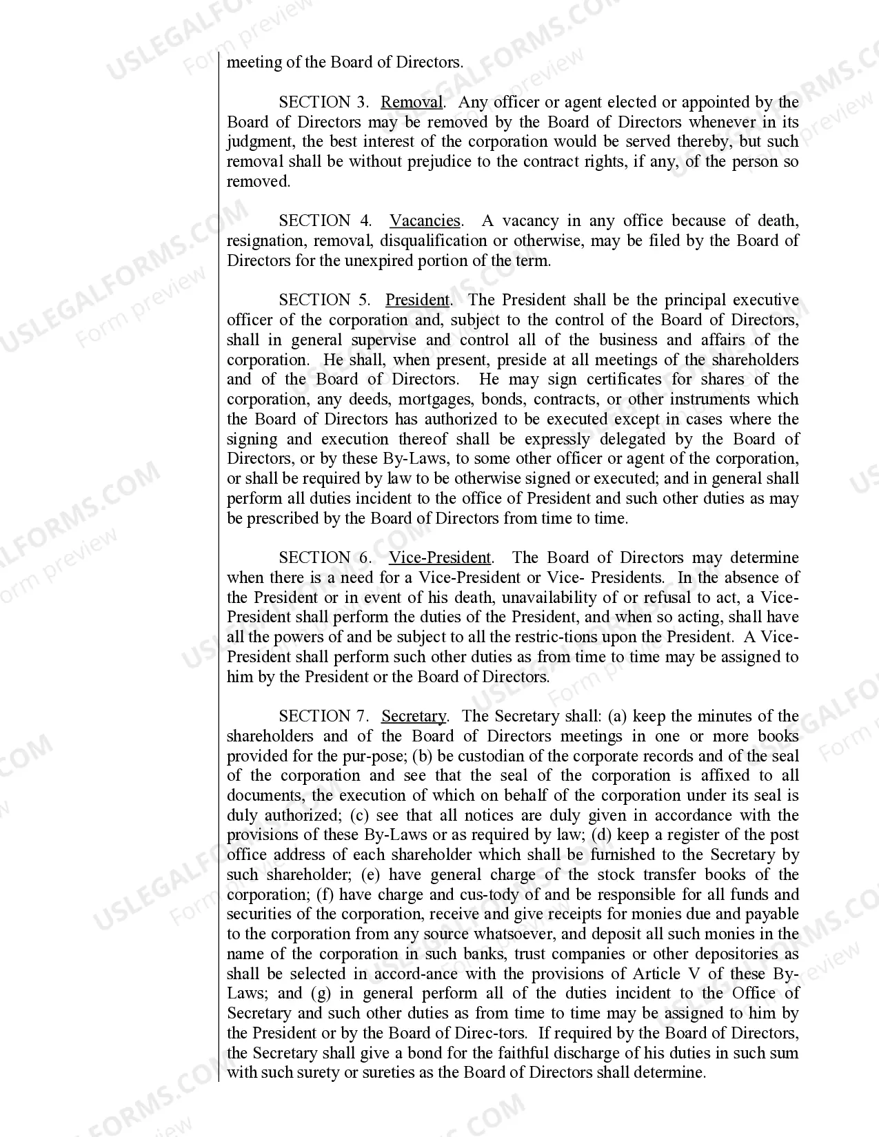 Preview North Dakota Bylaws for Corporation