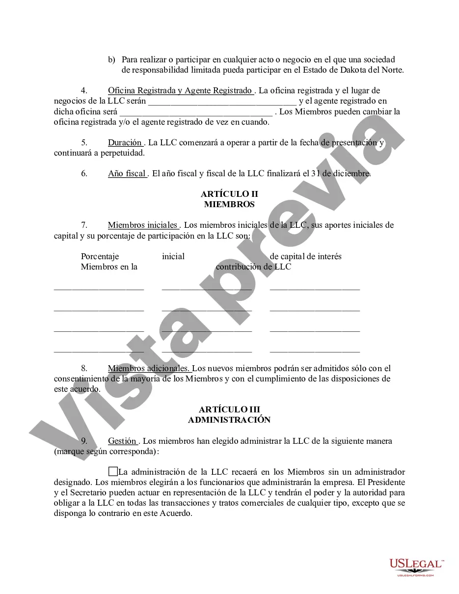 Preview Acuerdo Operativo de Sociedad de Responsabilidad Limitada LLC