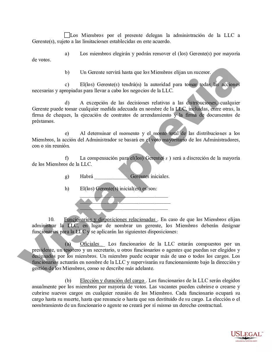 Preview Acuerdo Operativo de Sociedad de Responsabilidad Limitada LLC