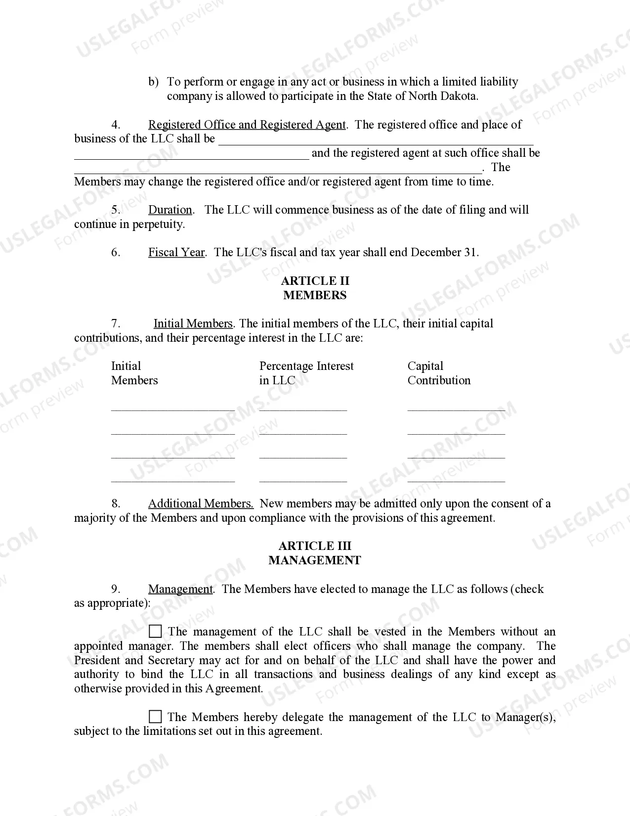 Preview Limited Liability Company LLC Operating Agreement