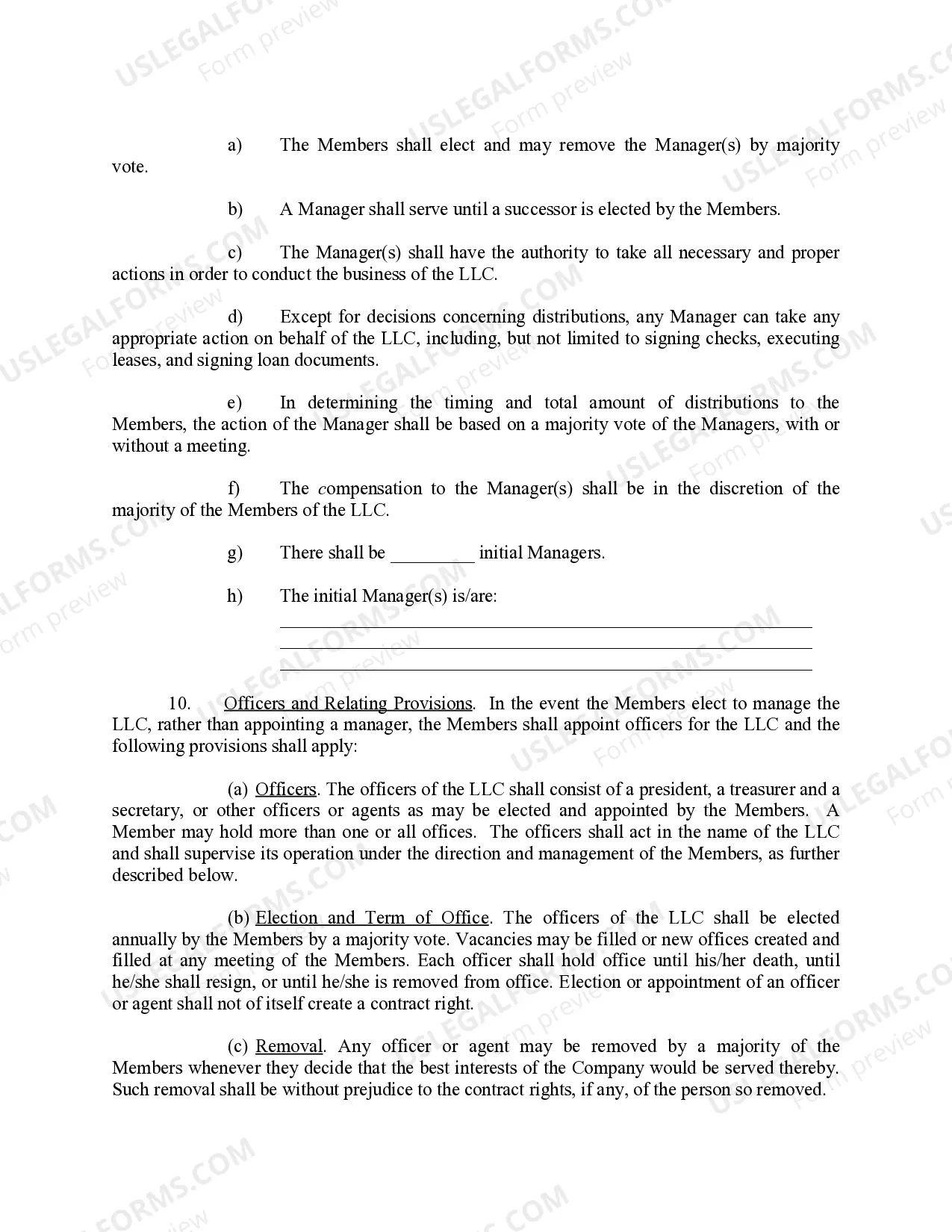 Preview Limited Liability Company LLC Operating Agreement