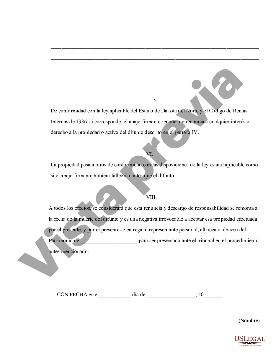 Preview Renuncia y renuncia de propiedad del testamento por testamento
