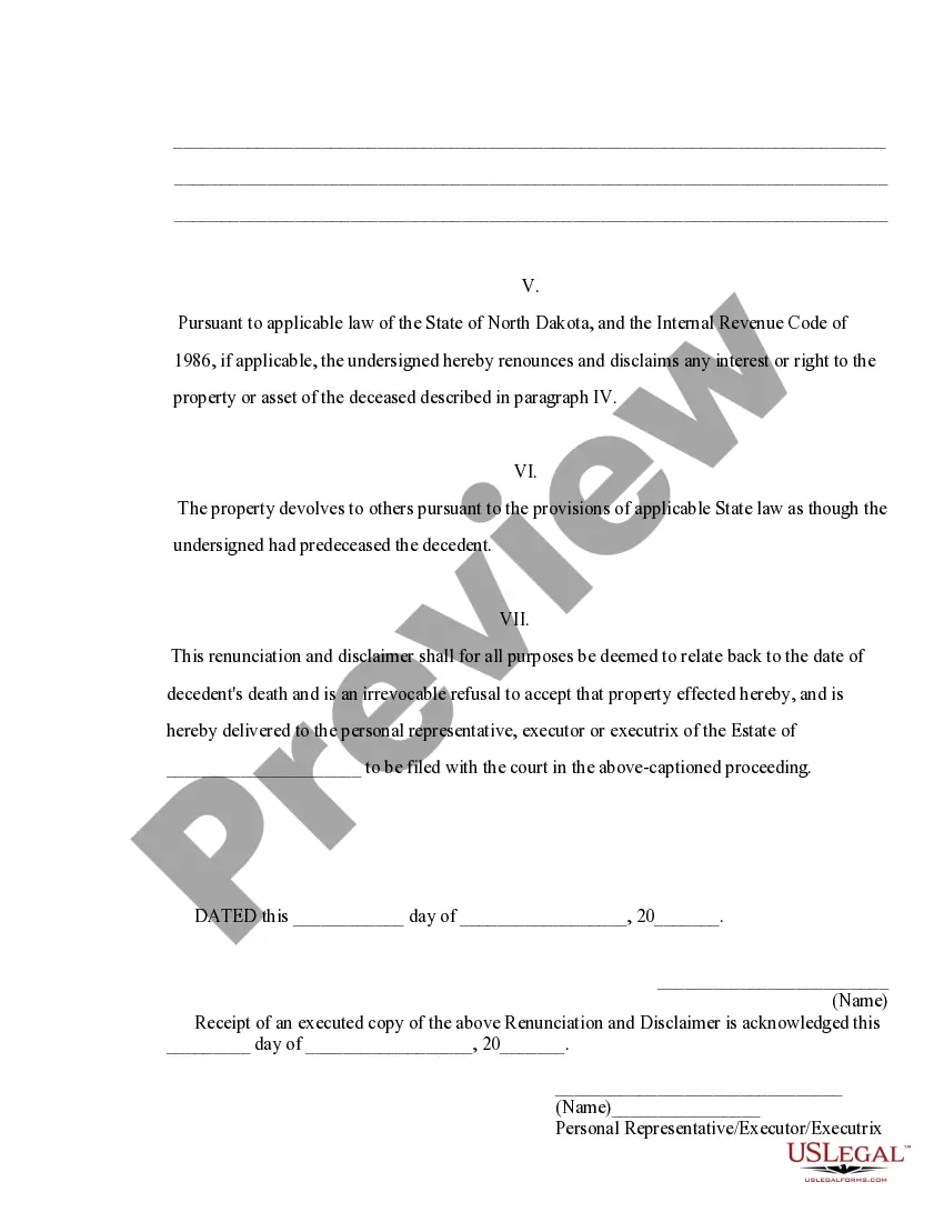 Preview Renunciation And Disclaimer of Property from Will by Testate