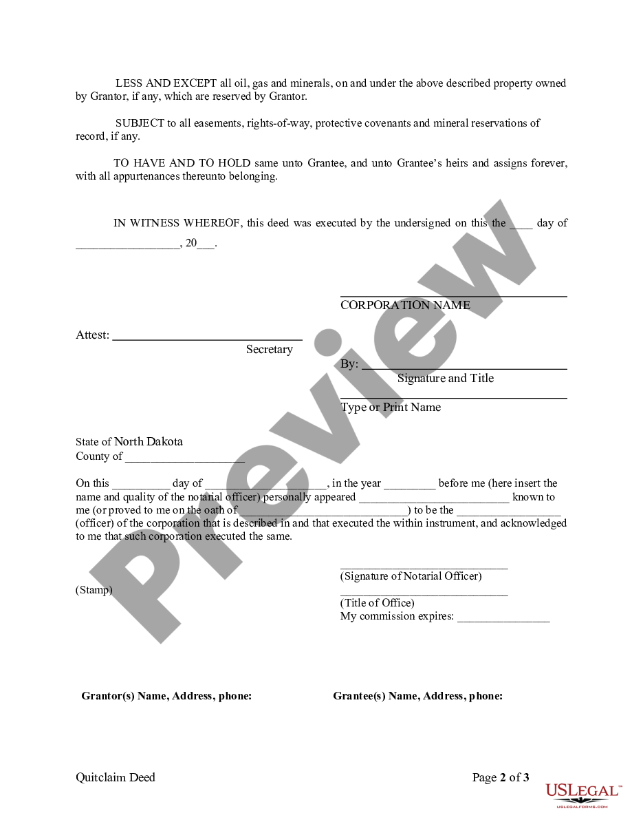 page 1 Quitclaim Deed from Corporation to Individual preview