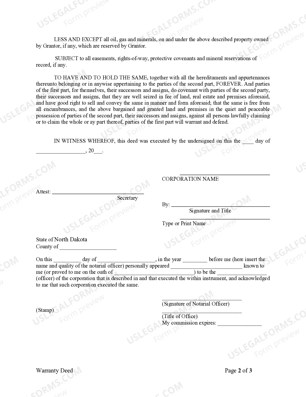 Preview Warranty Deed from Corporation to Individual