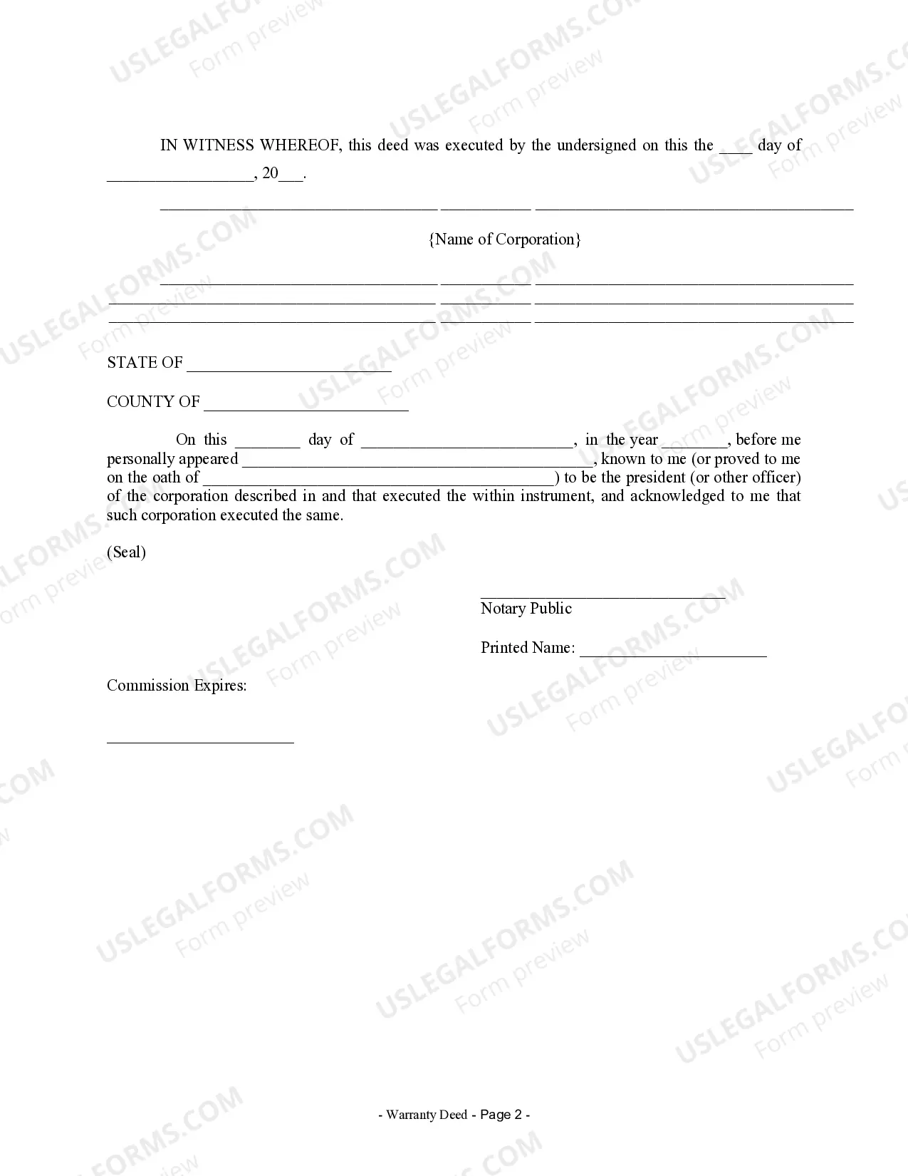 Preview Warranty Deed from Corporation to Corporation