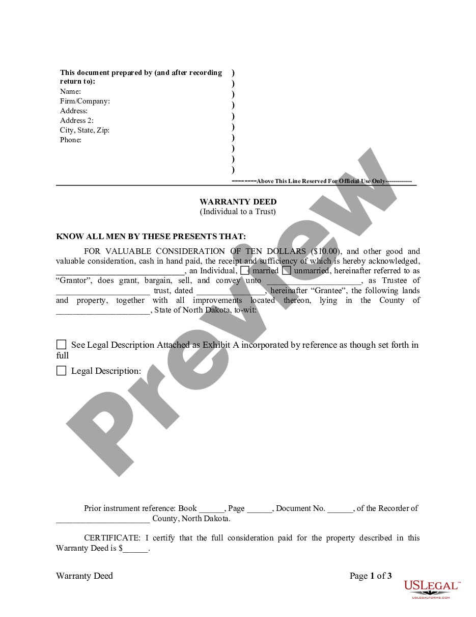 page 3 Warranty Deed from Individual to a Trust preview