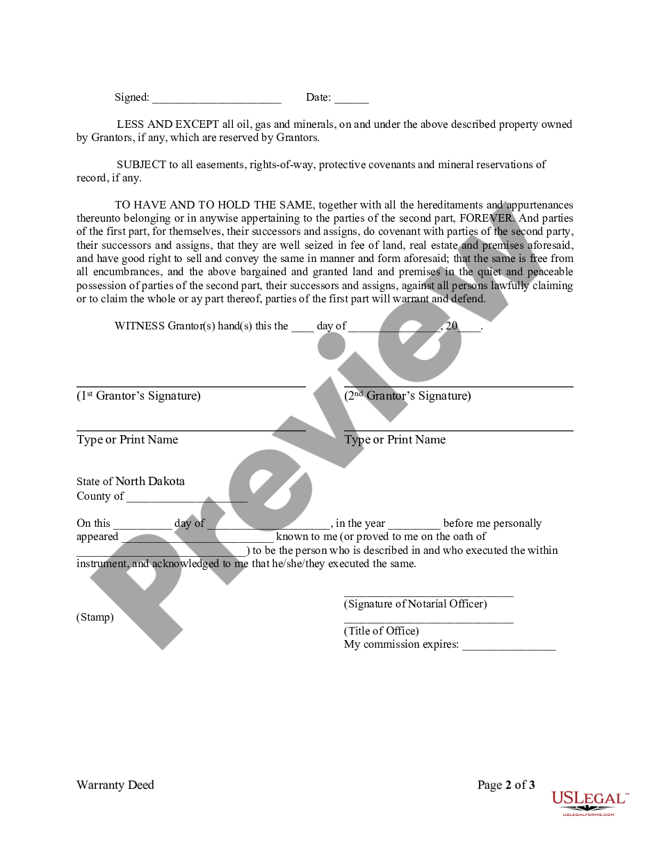 page 1 Warranty Deed from Husband and Wife to a Trust preview