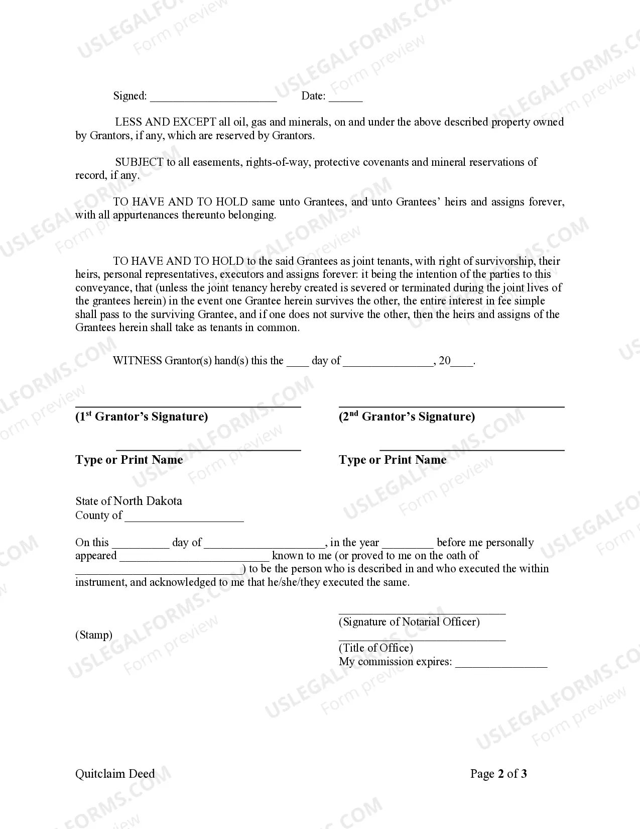 Preview Quitclaim Deed from Husband and Wife to Husband and Wife