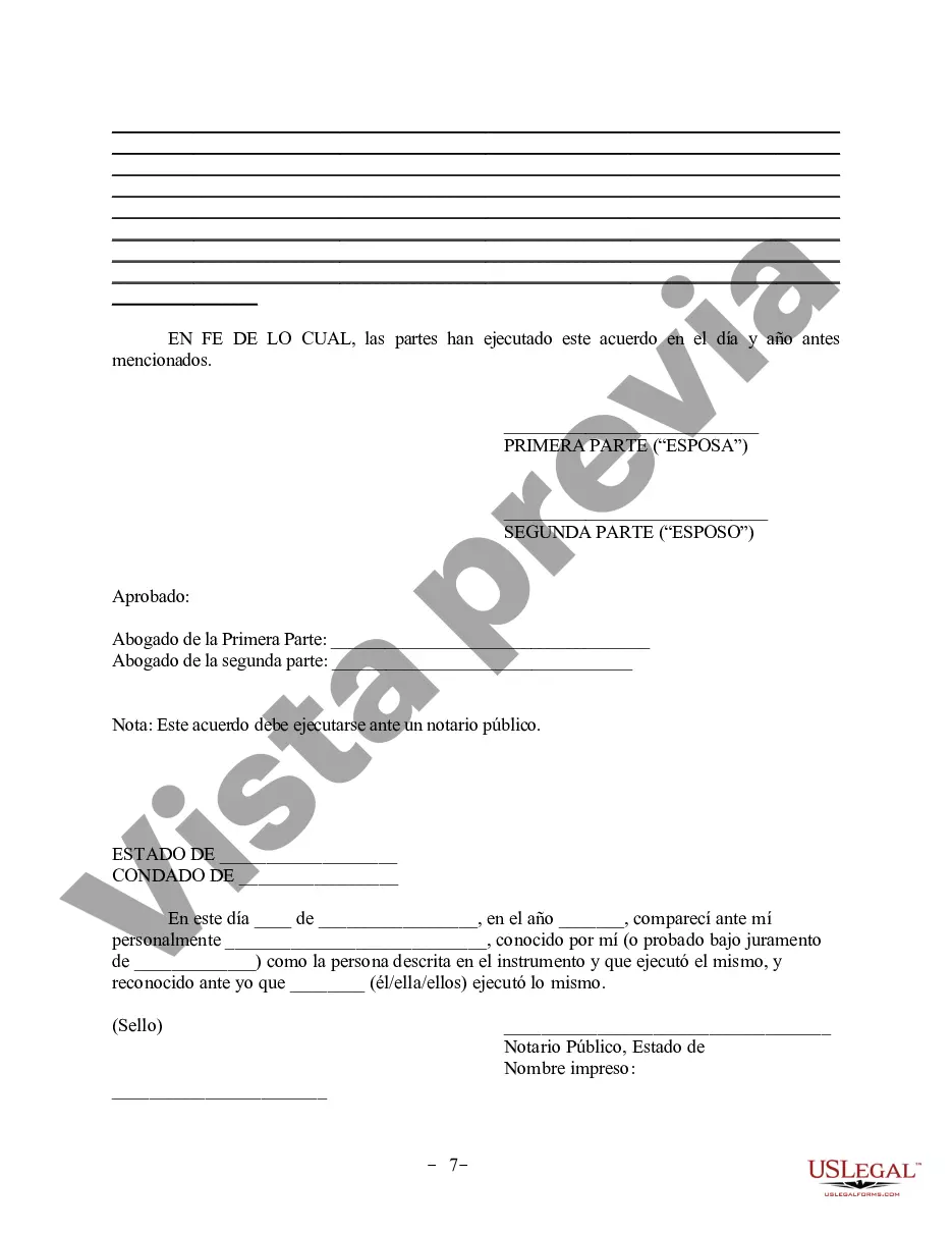 Preview Acuerdo de propiedad posnupcial - Dakota del Norte